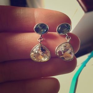 Stunning blue and clear crystal stud earrings